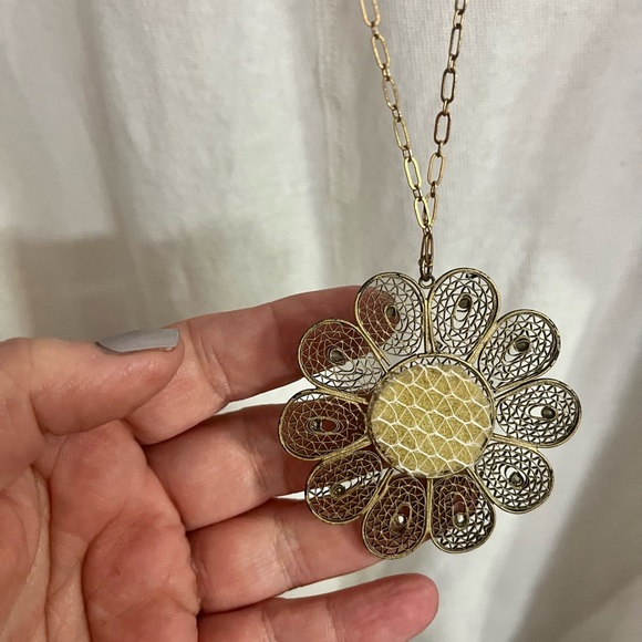 VINTAGE Catherine Popesco La Vie Parisienne long crystal pendant medallion aqua - Picture 2 of 3